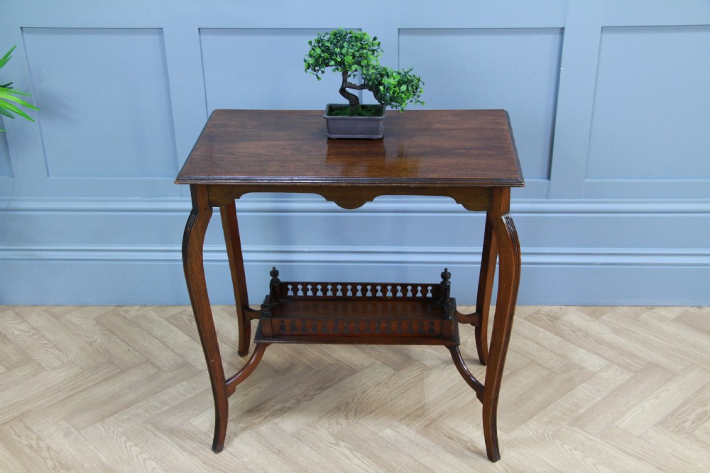 Antique Late Edwardian Walnut Gallery Base Hall, Sofa, Lamp Table C1900 View III