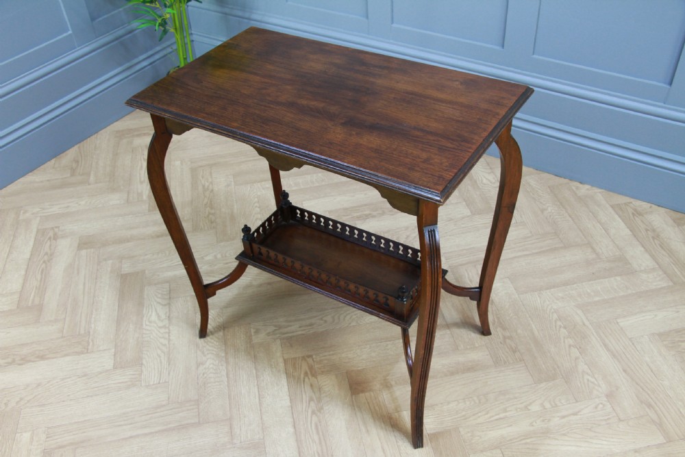 Antique Late Edwardian Walnut Gallery Base Hall, Sofa, Lamp Table C1900 View VI
