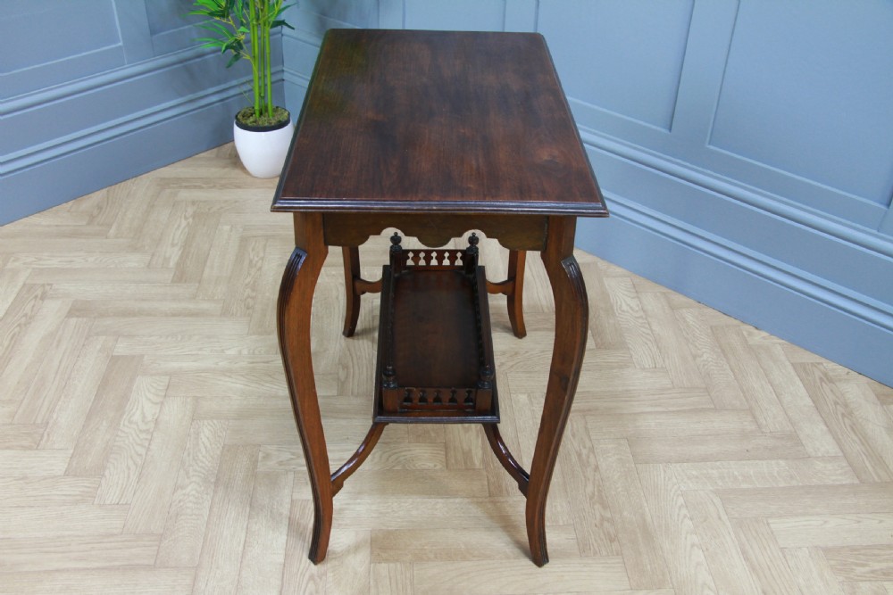 Antique Late Edwardian Walnut Gallery Base Hall, Sofa, Lamp Table C1900 View VII