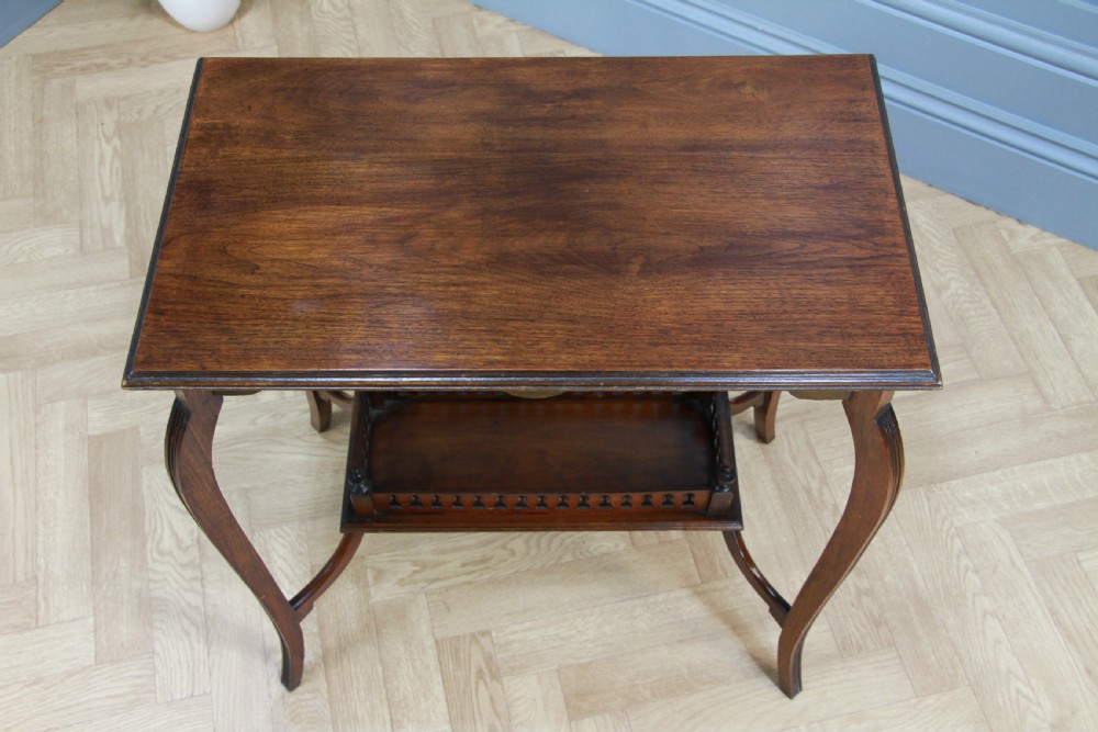 Antique Late Edwardian Walnut Gallery Base Hall, Sofa, Lamp Table C1900 View VIII