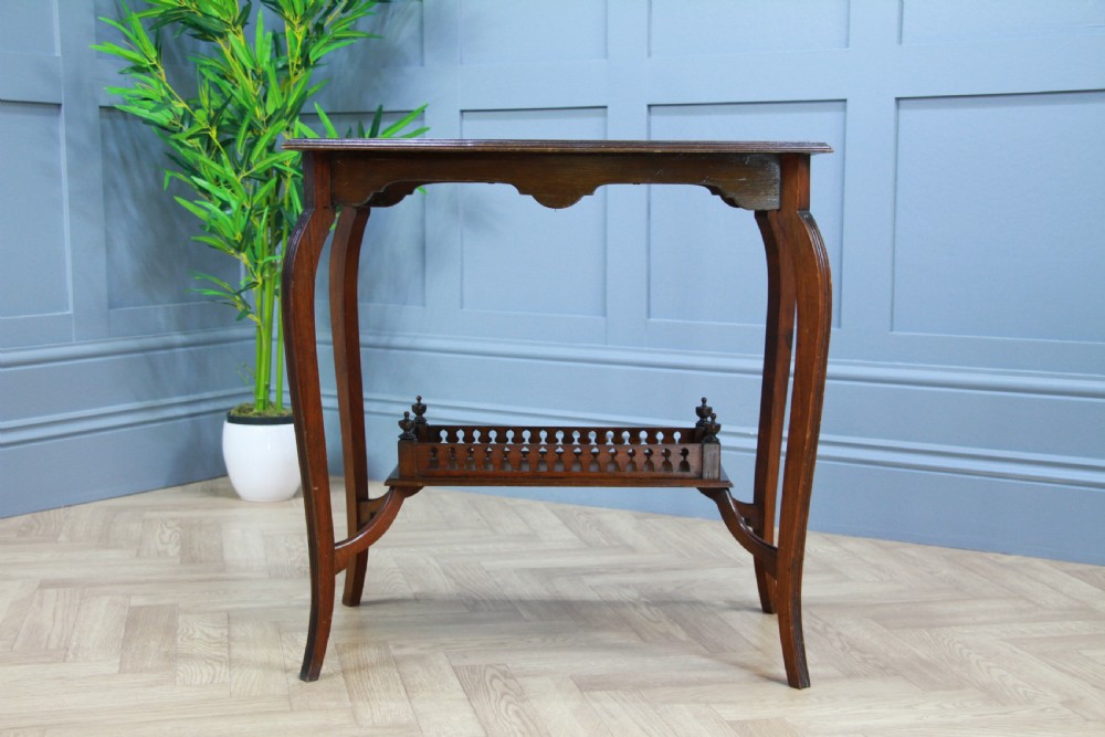 Antique Late Edwardian Walnut Gallery Base Hall, Sofa, Lamp Table C1900 View IX