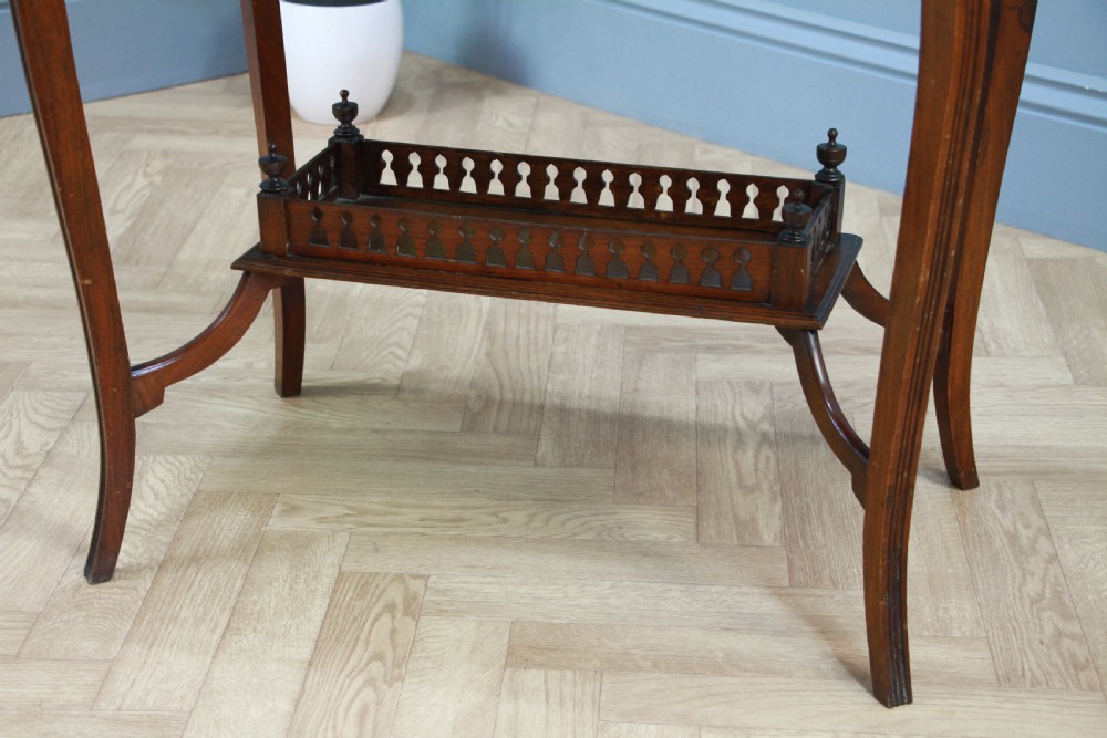 Antique Late Edwardian Walnut Gallery Base Hall, Sofa, Lamp Table C1900 View X