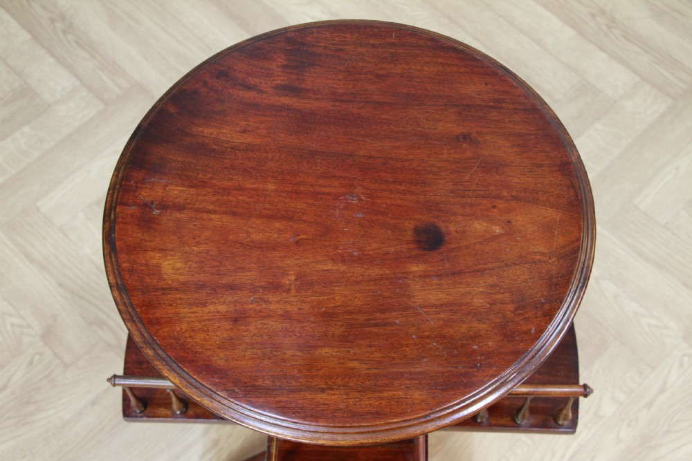 Antique Late Victorian Edwardian Revolving book table, Lazy Waiter Gallery Base C1880 View VII