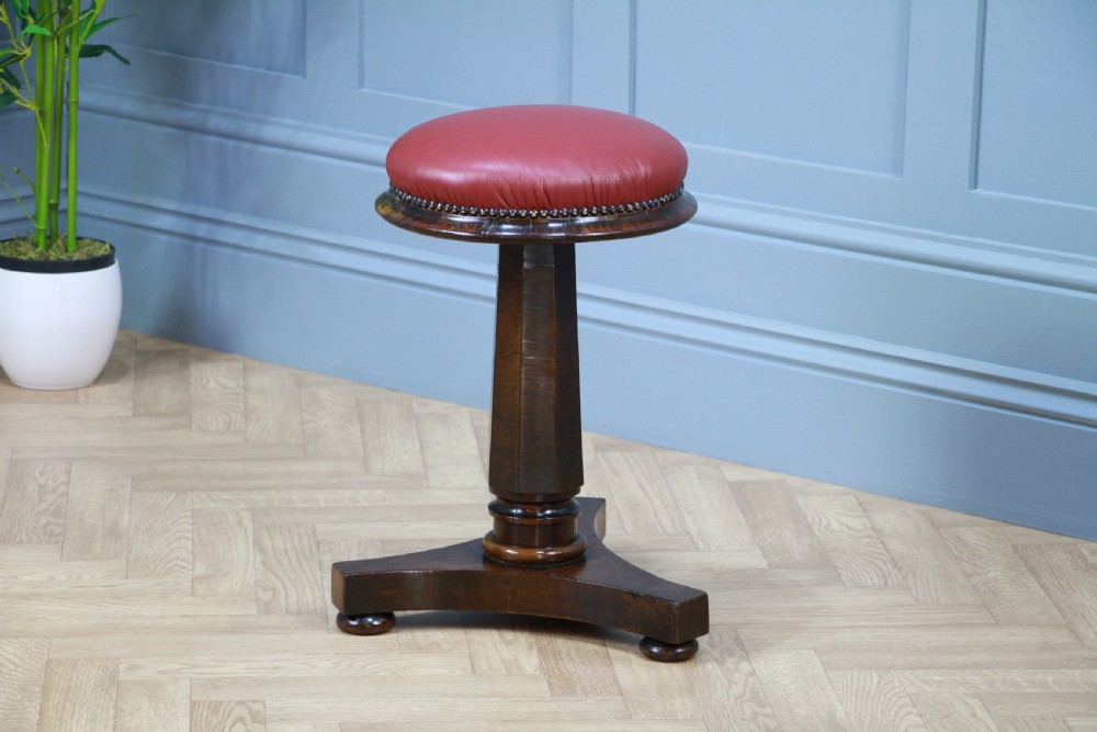 Antique Original Early Victorian Rosewood Revolving Piano Dressing Table Stool C1850
