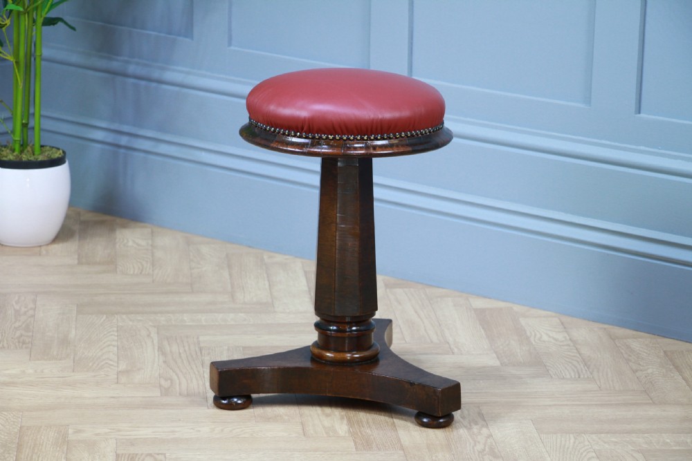 Antique Original Early Victorian Rosewood Revolving Piano Dressing Table Stool C1850 View III