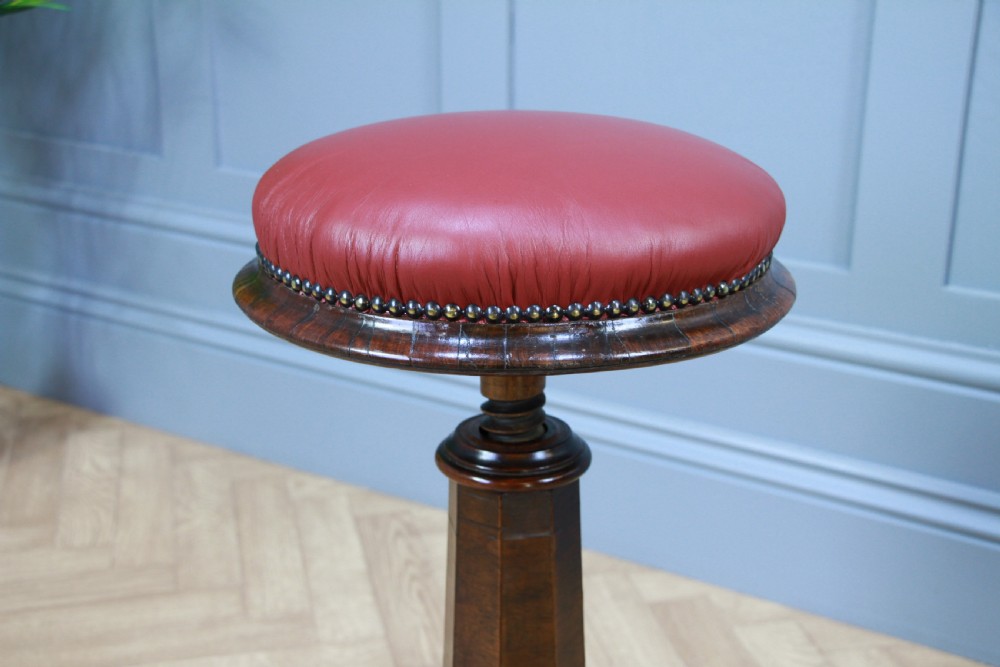 Antique Original Early Victorian Rosewood Revolving Piano Dressing Table Stool C1850 View V