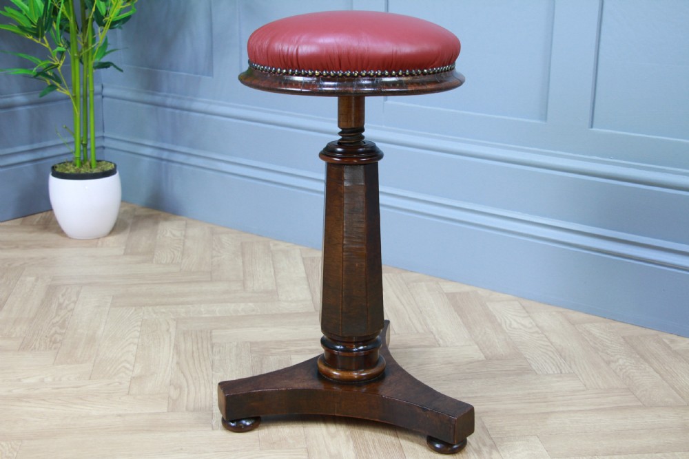 Antique Original Early Victorian Rosewood Revolving Piano Dressing Table Stool C1850 View VI