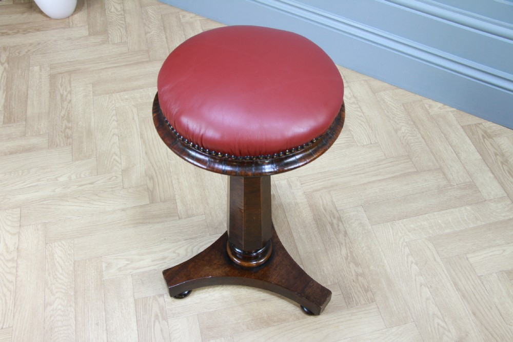Antique Original Early Victorian Rosewood Revolving Piano Dressing Table Stool C1850 View IX
