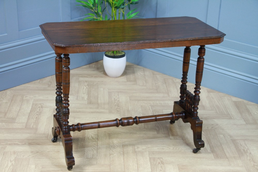 Antique Late Victorian Early Edwardian Walnut Occasional Hall Sofa Lamp Table View II