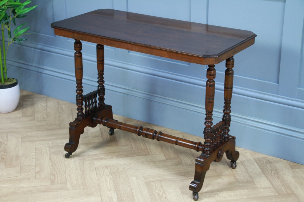 Antique Late Victorian Early Edwardian Walnut Occasional Hall Sofa Lamp Table View III