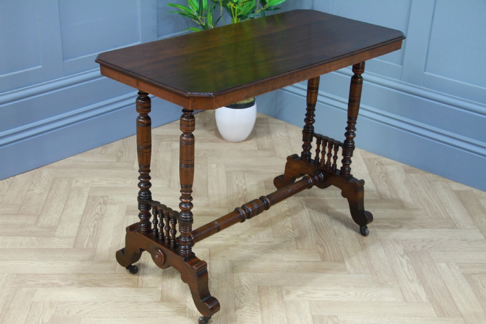 Antique Late Victorian Early Edwardian Walnut Occasional Hall Sofa Lamp Table View VI