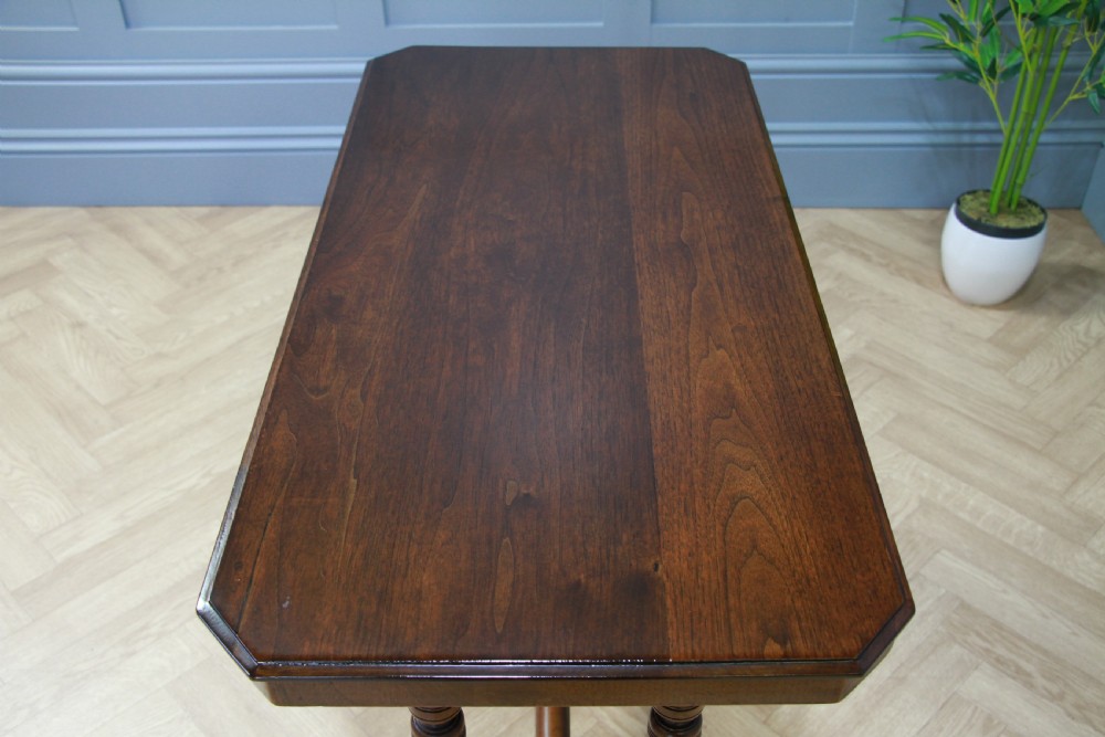 Antique Late Victorian Early Edwardian Walnut Occasional Hall Sofa Lamp Table View VII