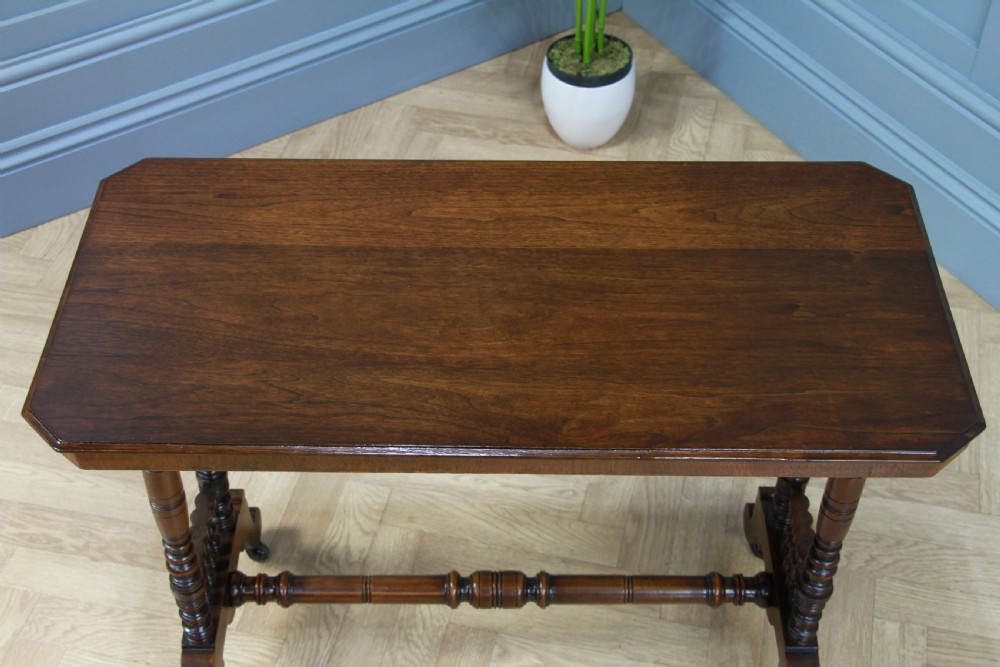 Antique Late Victorian Early Edwardian Walnut Occasional Hall Sofa Lamp Table View VIII