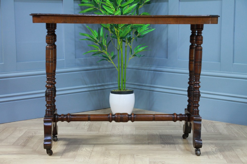 Antique Late Victorian Early Edwardian Walnut Occasional Hall Sofa Lamp Table View IX