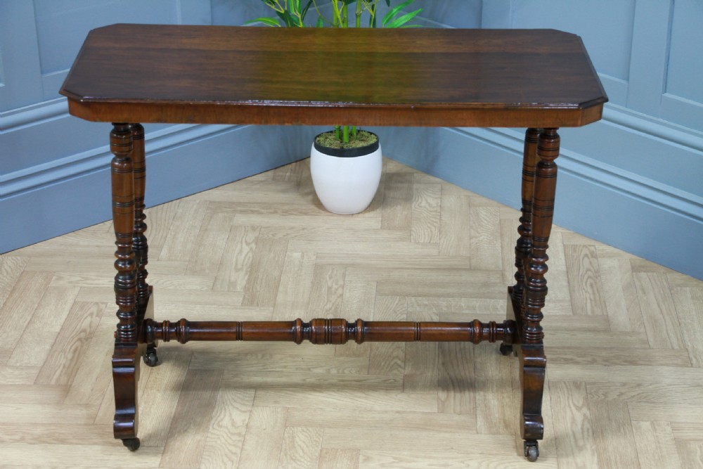 Antique Late Victorian Early Edwardian Walnut Occasional Hall Sofa Lamp Table View X