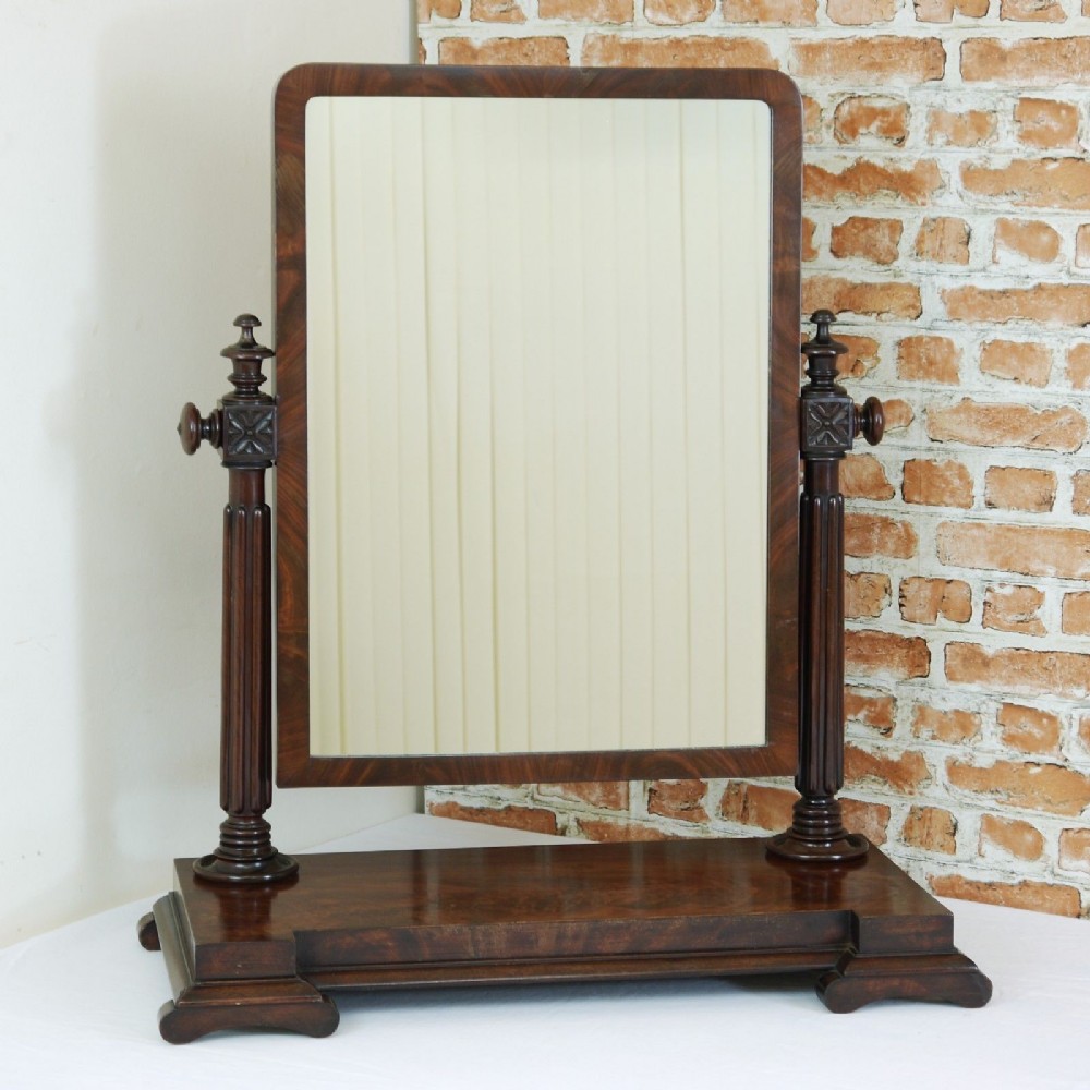 Antique Original Victorian Flame Grain Mahogany Dressing Table Mirror 1840-1850