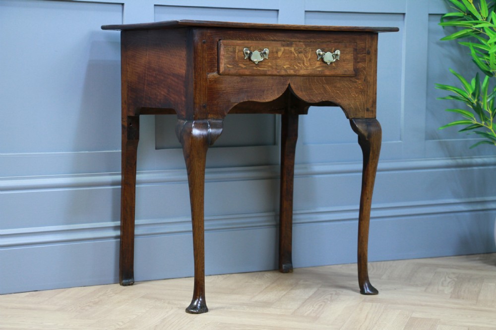 Antique Early Georgian George III Oak Lowboy Side Hall Lamp Table Queen Anne View V