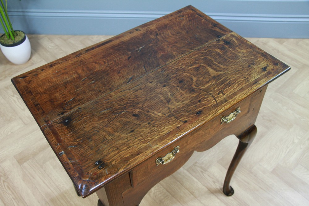 Antique Early Georgian George III Oak Lowboy Side Hall Lamp Table Queen Anne View VI
