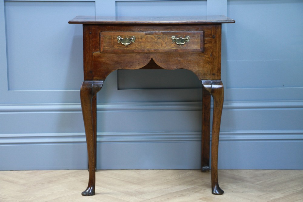 Antique Early Georgian George III Oak Lowboy Side Hall Lamp Table Queen Anne View VII