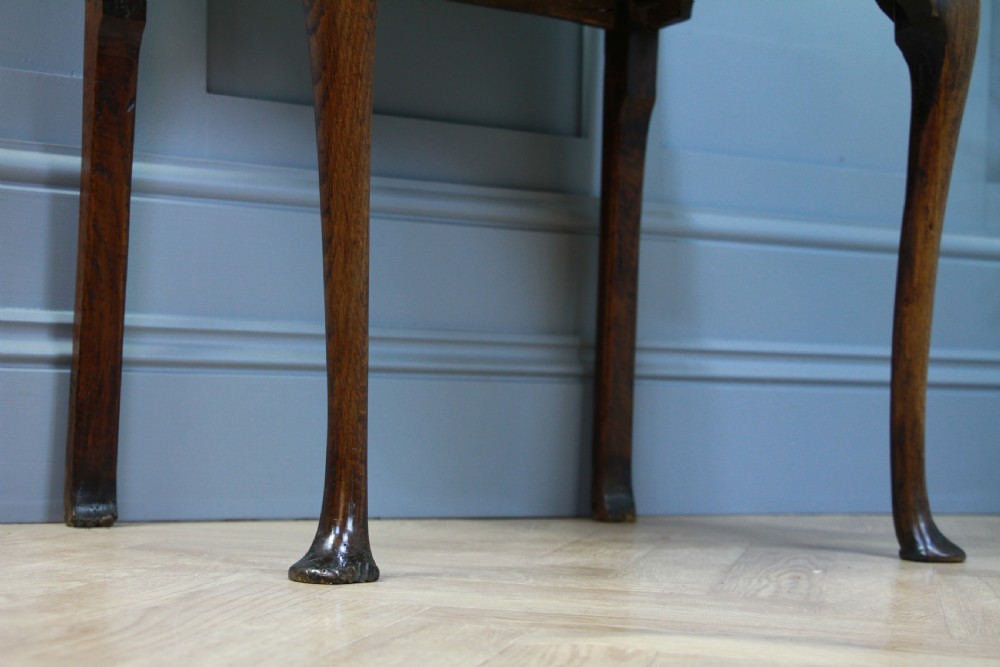 Antique Early Georgian George III Oak Lowboy Side Hall Lamp Table Queen Anne View VIII