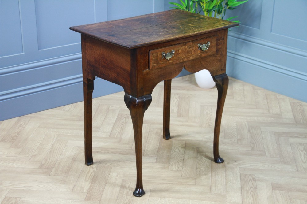 Antique Early Georgian George III Oak Lowboy Side Hall Lamp Table Queen Anne View X