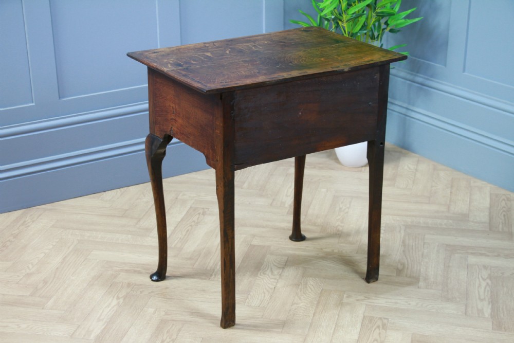 Antique Early Georgian George III Oak Lowboy Side Hall Lamp Table Queen Anne View XI