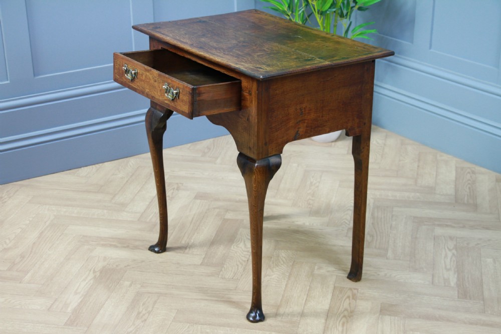 Antique Early Georgian George III Oak Lowboy Side Hall Lamp Table Queen Anne View XII