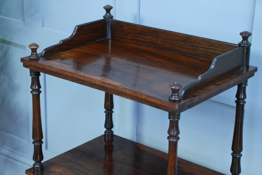 Rare Antique Late Georgian Rosewood 3 Tier What Not Display Shelf With Drawer View VII