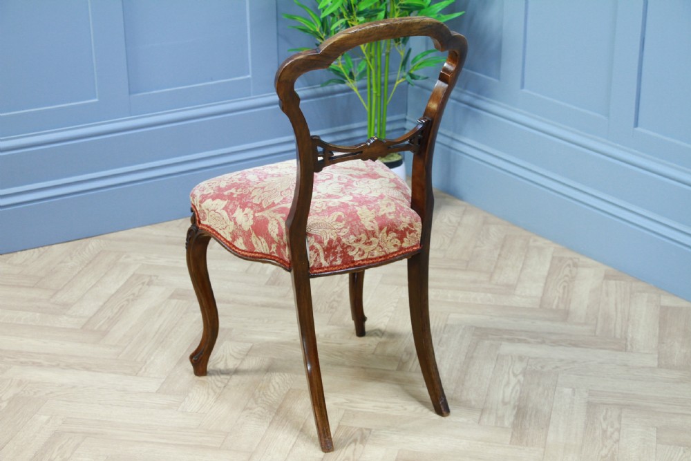 Set of 4 Antique Original Victorian French Walnut Crown Back Dining Chairs C1880 View X