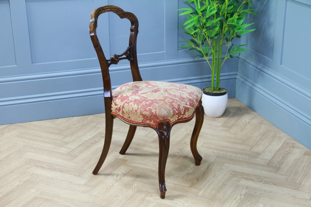 Set of 4 Antique Original Victorian French Walnut Crown Back Dining Chairs C1880 View XI