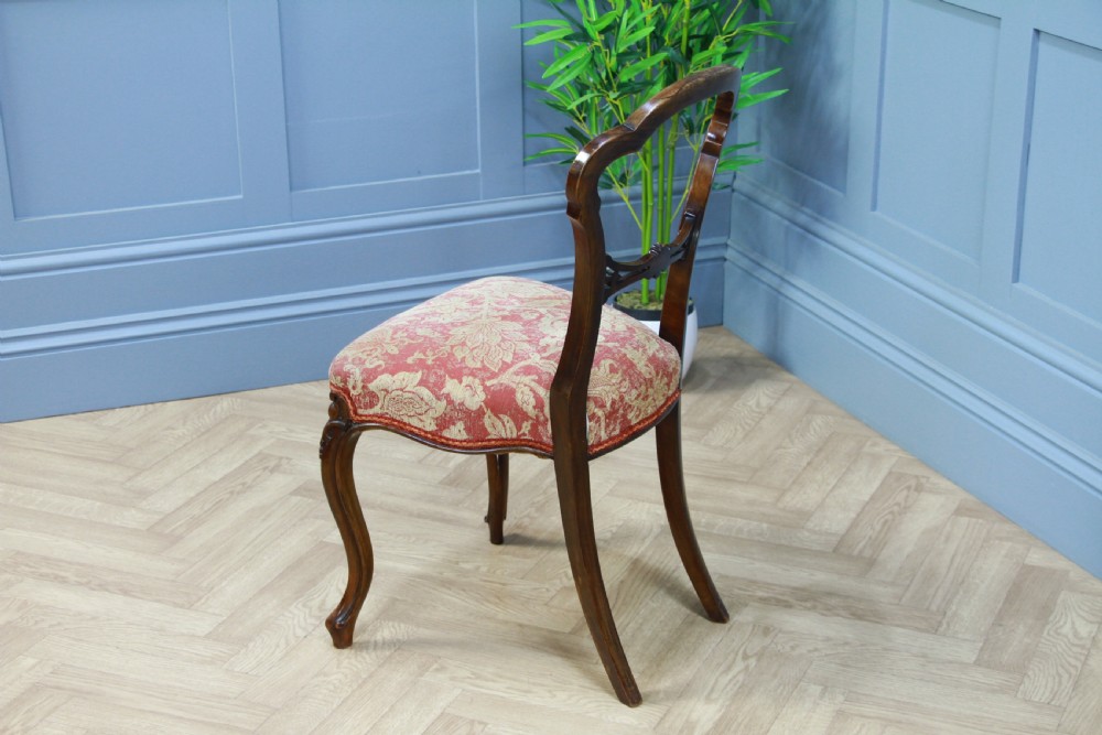 Set of 4 Antique Original Victorian French Walnut Crown Back Dining Chairs C1880 View XII