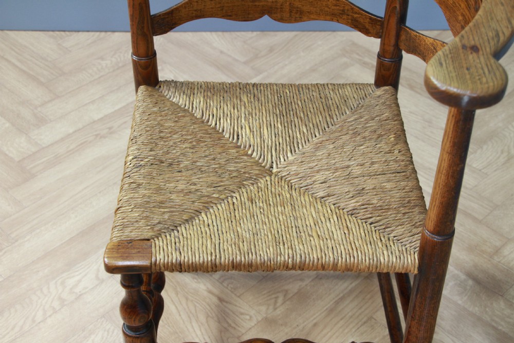 Antique Georgian Country Handmade Solid Ash Hoof Foot Rush Seated Corner Chair View VIII