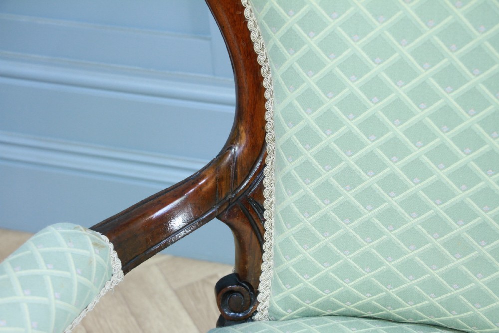 Antique Victorian Walnut Spoon Back Armchair Fireside Gents Chair Cabriole legs View VIII
