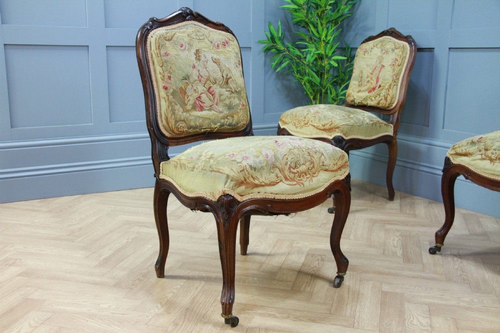 Set of 4 Unrestored Original Louis Philippe I French Rosewood Dining Chairs Museum Display Piece View VII
