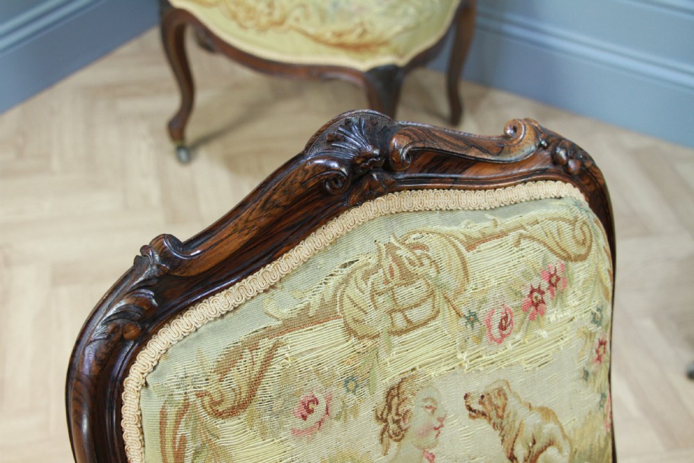 Set of 4 Unrestored Original Louis Philippe I French Rosewood Dining Chairs Museum Display Piece View VIII