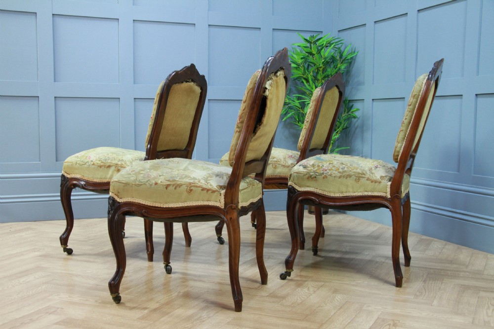 Set of 4 Unrestored Original Louis Philippe I French Rosewood Dining Chairs Museum Display Piece View X