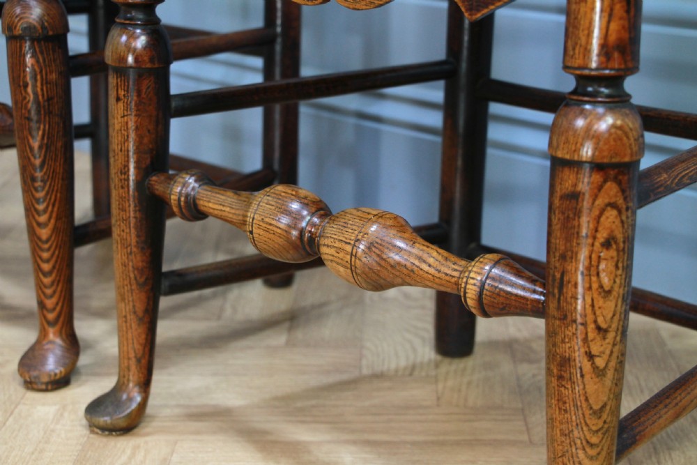 Pair of Antique Georgian Country Primitive Solid Ash Hoof Foot Hall Chairs C1770 View III