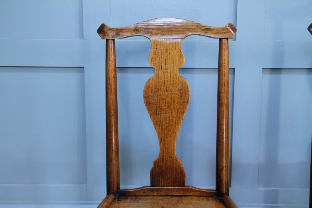 Pair of Antique Georgian Country Primitive Solid Ash Hoof Foot Hall Chairs C1770 View IV