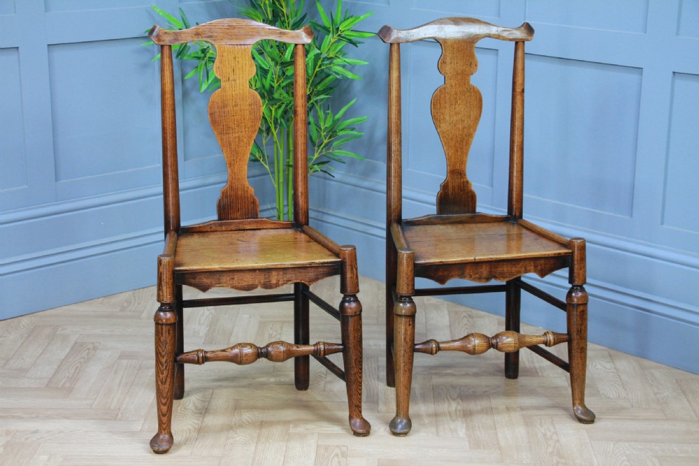 Pair of Antique Georgian Country Primitive Solid Ash Hoof Foot Hall Chairs C1770 View V