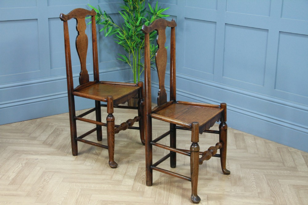 Pair of Antique Georgian Country Primitive Solid Ash Hoof Foot Hall Chairs C1770 View X