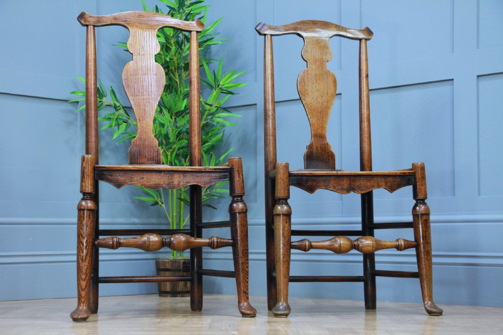 Pair of Antique Georgian Country Primitive Solid Ash Hoof Foot Hall Chairs C1770 View XI
