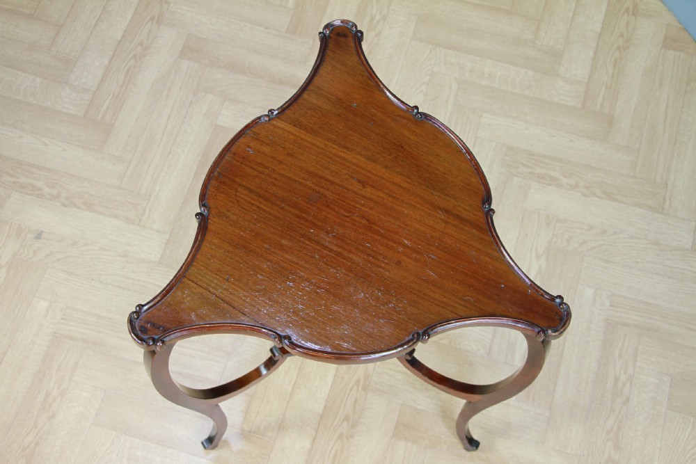 Antique Art Nouveau Edwardian Triangular Mahogany Hall Sofa Corner Lamp Table View II