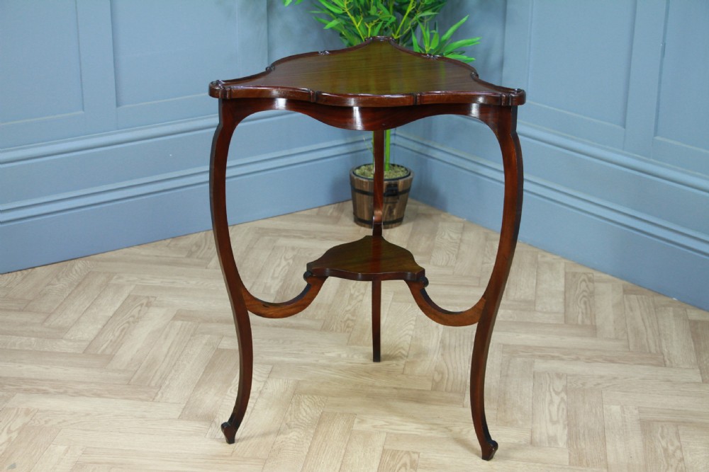 Antique Art Nouveau Edwardian Triangular Mahogany Hall Sofa Corner Lamp Table