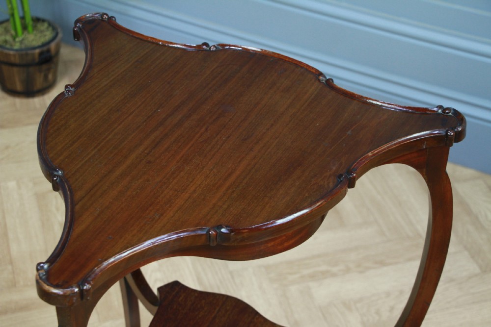 Antique Art Nouveau Edwardian Triangular Mahogany Hall Sofa Corner Lamp Table View III