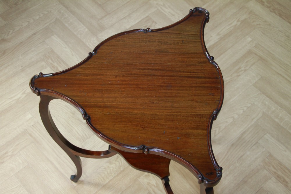 Antique Art Nouveau Edwardian Triangular Mahogany Hall Sofa Corner Lamp Table View IV