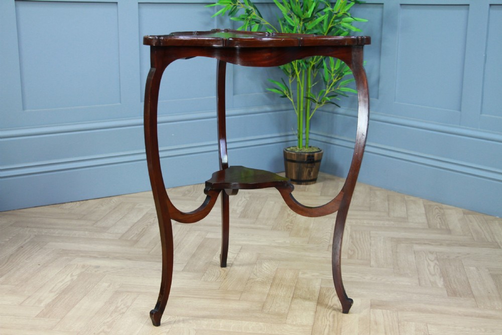 Antique Art Nouveau Edwardian Triangular Mahogany Hall Sofa Corner Lamp Table View VI
