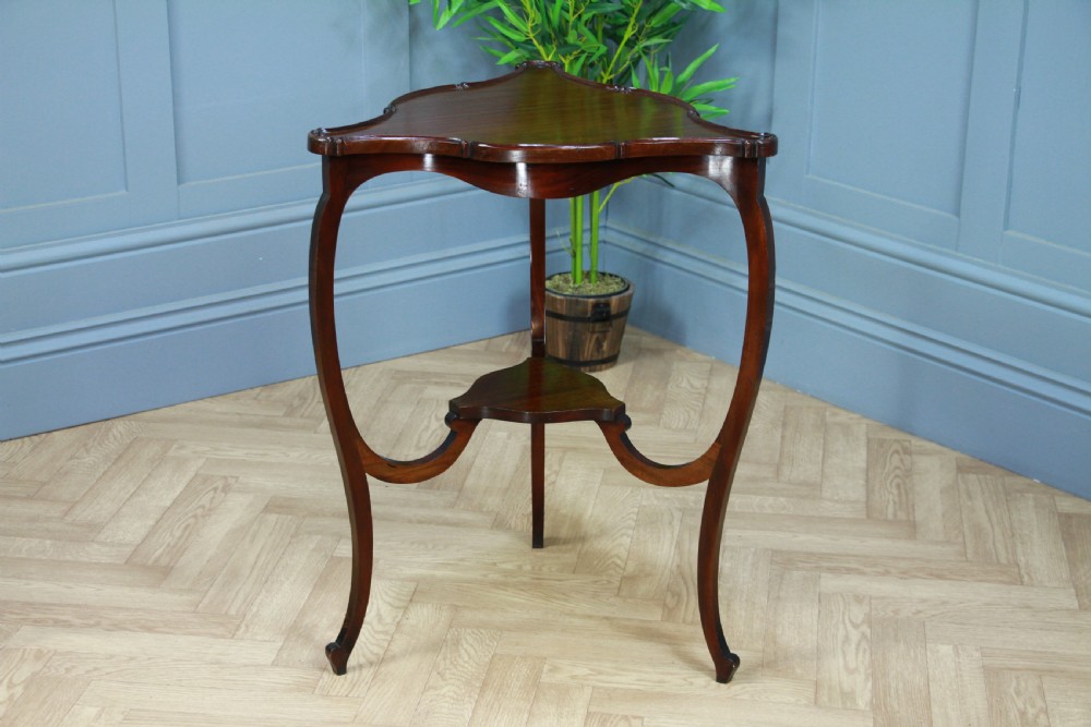 Antique Art Nouveau Edwardian Triangular Mahogany Hall Sofa Corner Lamp Table View VIII
