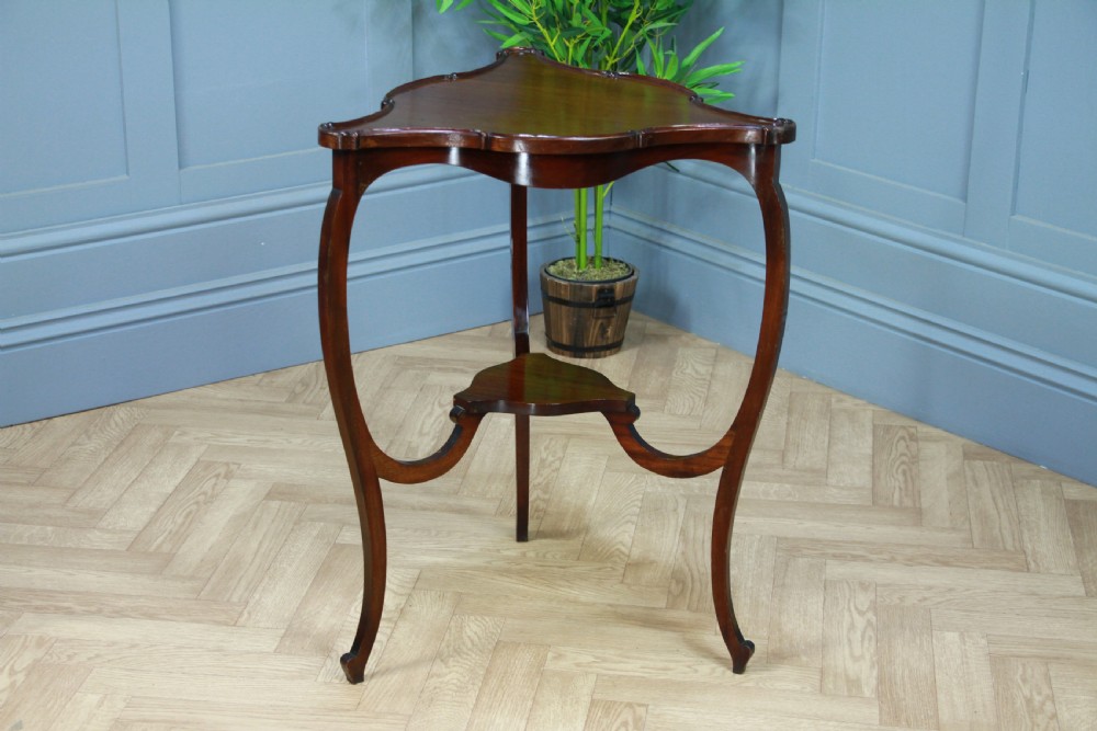 Antique Art Nouveau Edwardian Triangular Mahogany Hall Sofa Corner Lamp Table View IX