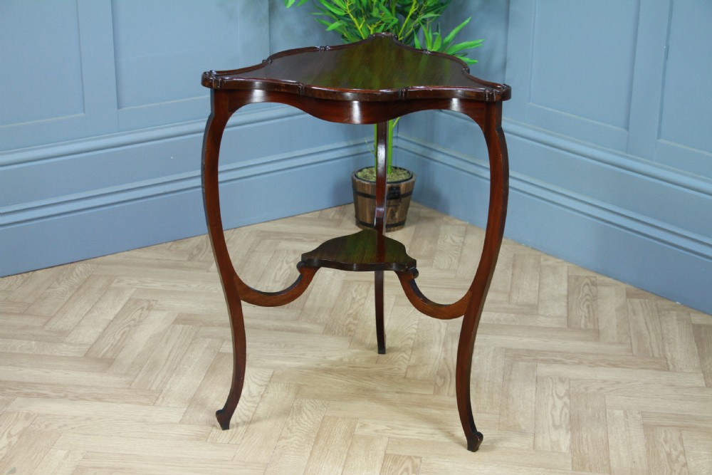 Antique Art Nouveau Edwardian Triangular Mahogany Hall Sofa Corner Lamp Table View X