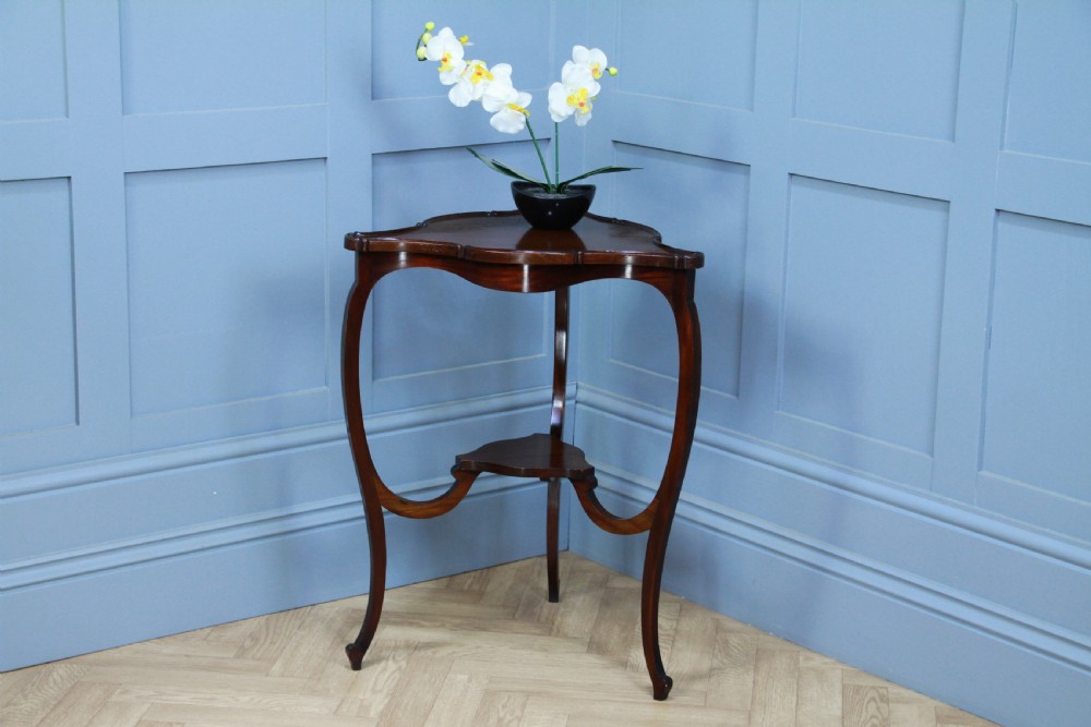Antique Art Nouveau Edwardian Triangular Mahogany Hall Sofa Corner Lamp Table View XI